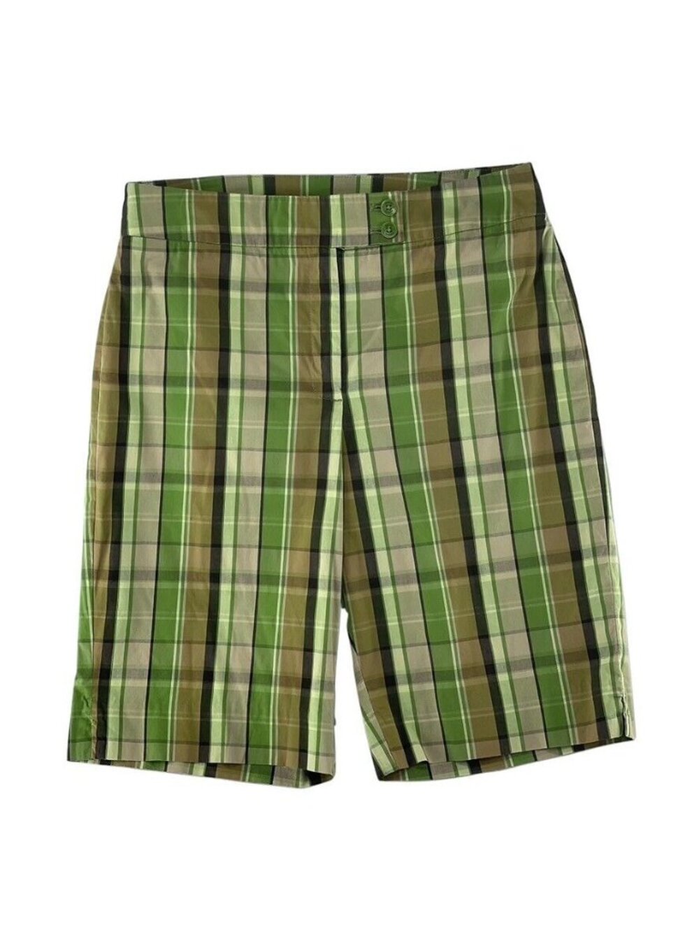 Jones New York Signature Womens Green Plaid Bermuda Shorts Size 10 - Picture 6 of 11